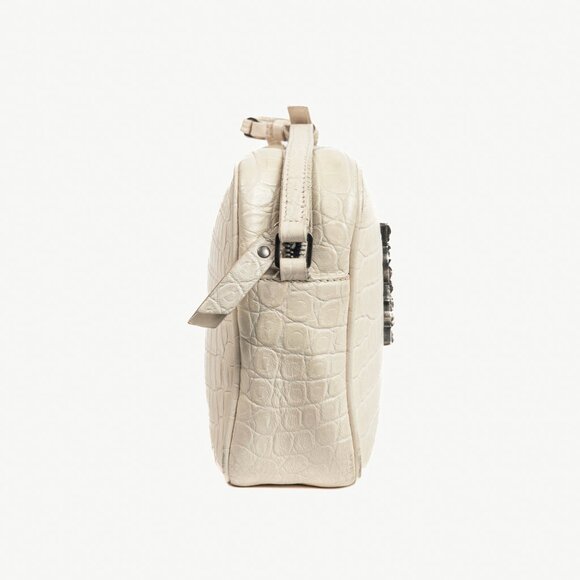 Saint Laurent Lou Camera White Croc-Embossed Crossbody - Picture 3 of 14